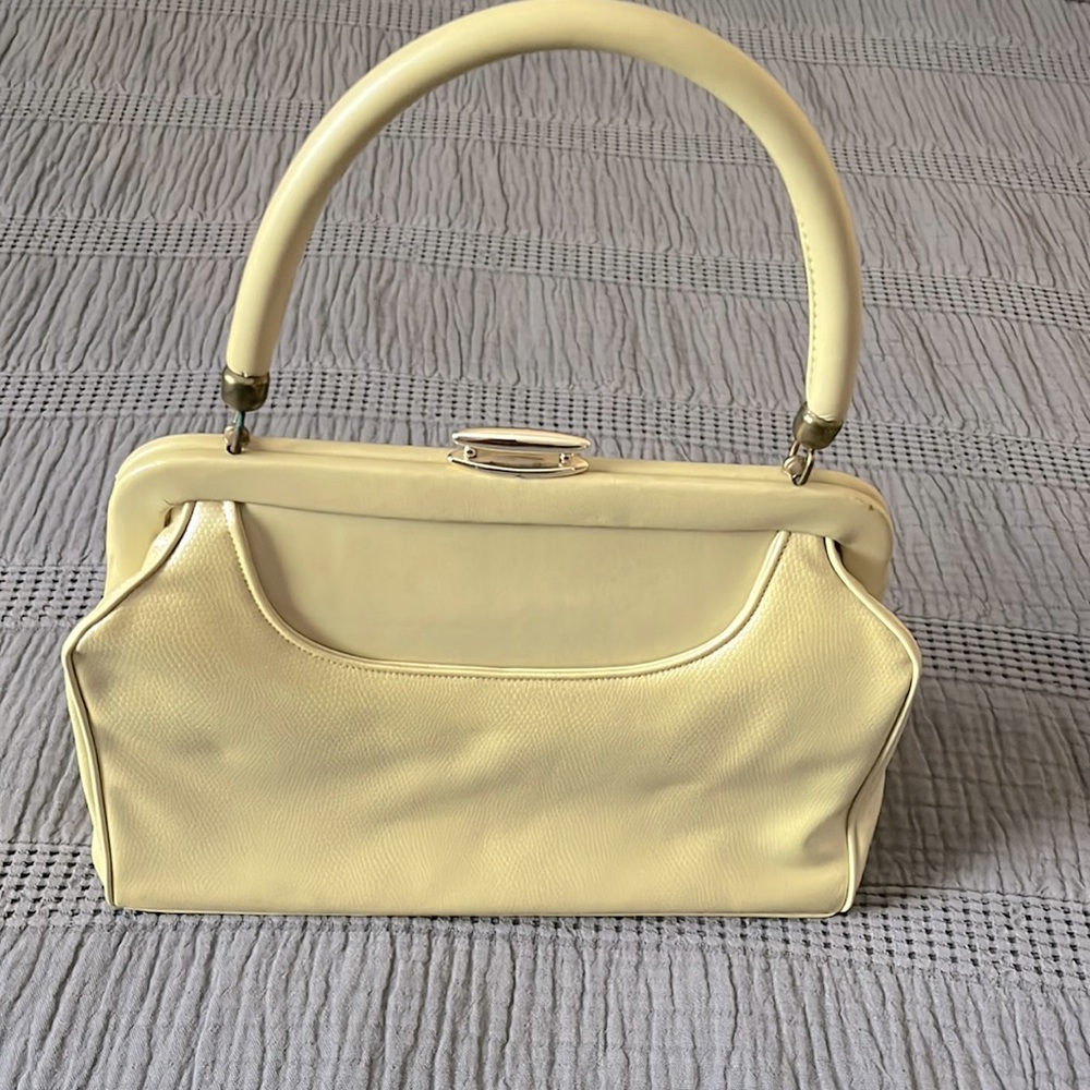 Vintage patten leather beige unique purse